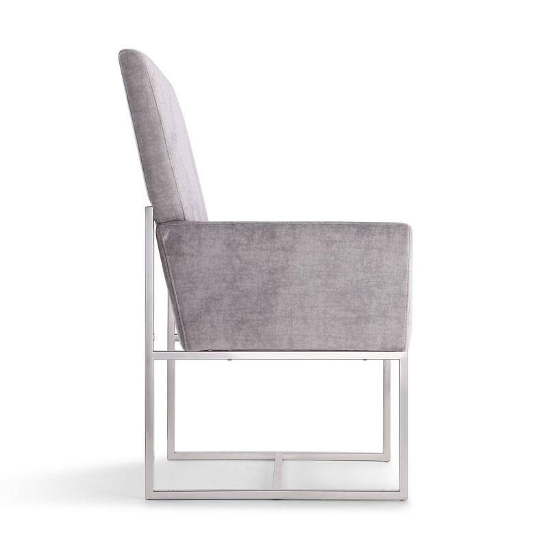 Element Velvet Dining Armchair Gray: High-Back, Stainless Steel Frame - Manhattan Comfort