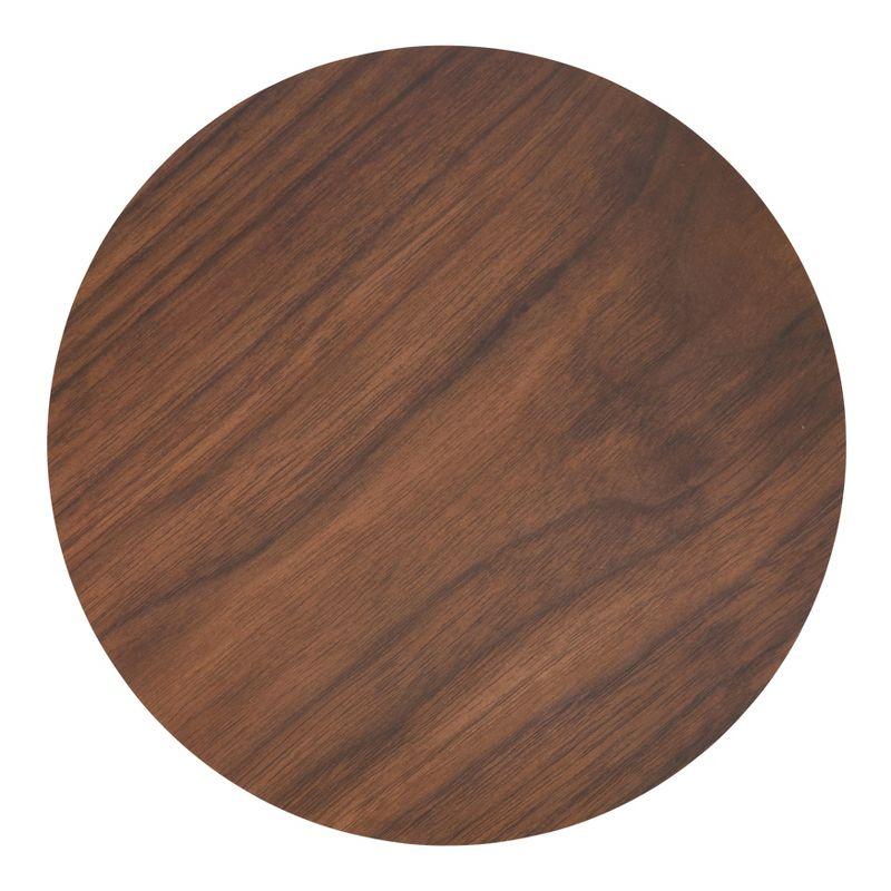 Brown Round Wooden Print Hardboard Placemats, Set of 4