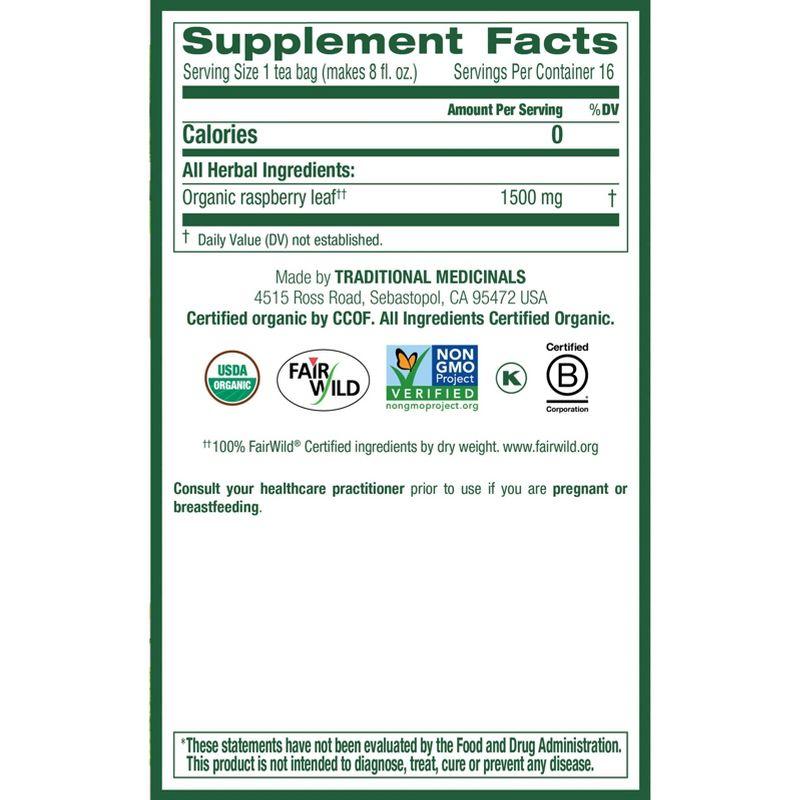 Traditional Medicinals Organic Raspberry Leaf Herbal Tea - 16ct