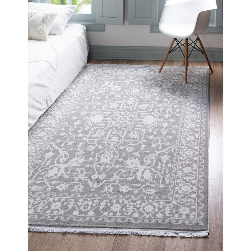 Unique Loom New Classical Collection Area Rug - Olympia (8'  x 10' Rectangle Light Gray/Ivory)