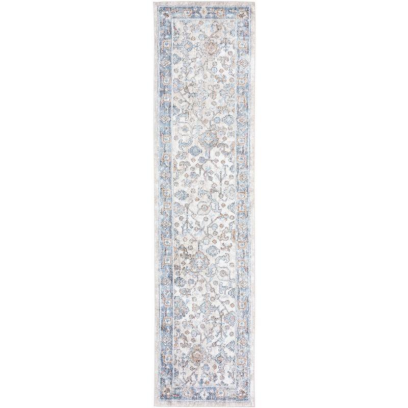 Jasmine JSM343 Power Loomed Runner Rug - Ivory/Blue - 2'2"x9' - Safavieh