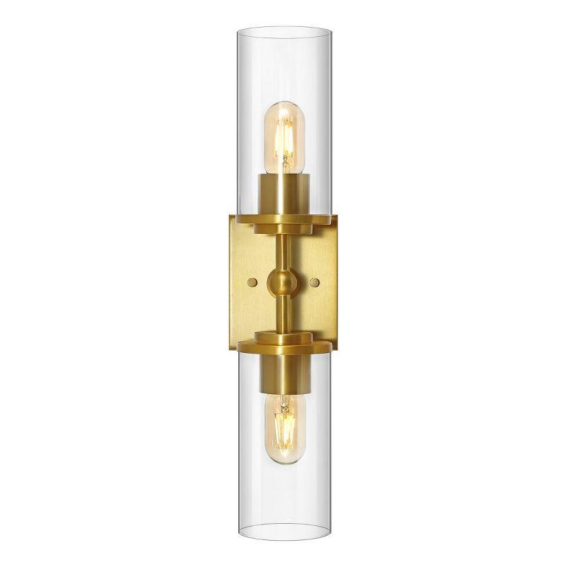 Lolita 2-Light Brass Gold Wall Sconce with Clear Shade