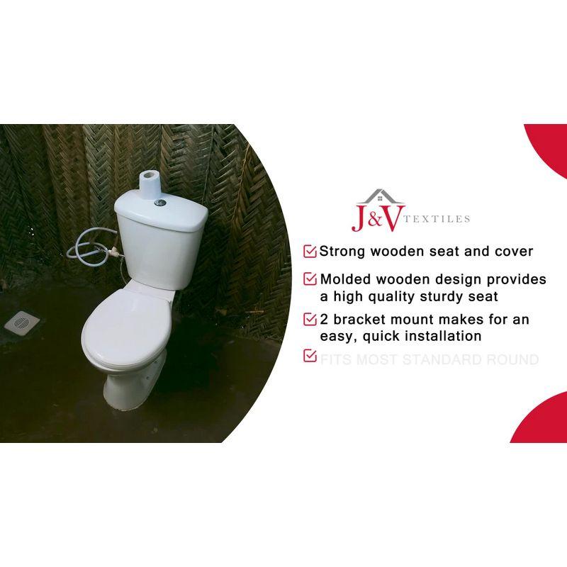 J&V TEXTILES Round Wooden Toilet Seat with Beveled Edge Burgundy: MDF Material, Comfortable, Durable