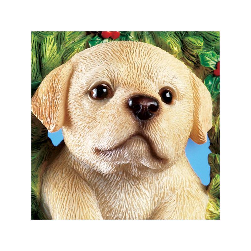 Collections Etc Hand Painted Pet-In-Wreath Hanging Christmas Tree Ornament Labrador
