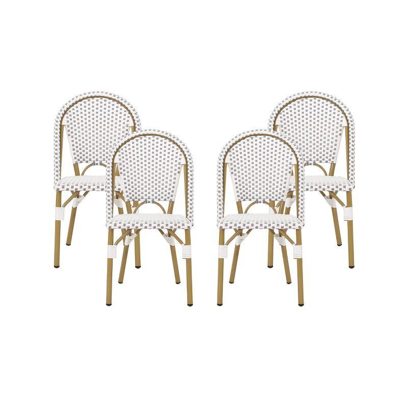 Christopher Knight Home Elize 4pk Outdoor French Cafe Chairs - Gray/White/Bamboo