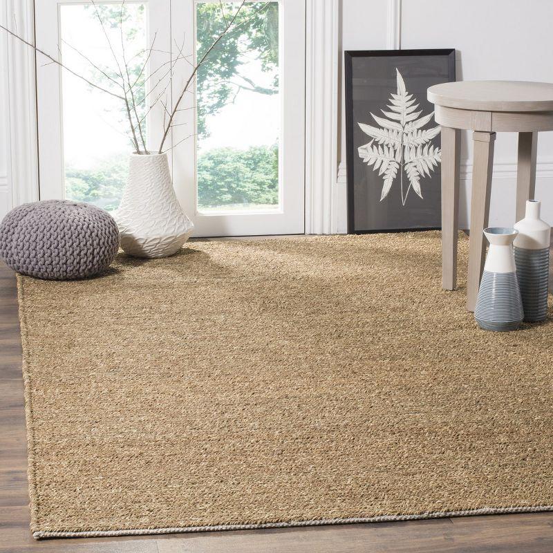 Hand Woven Natural Jute & Cotton 5' x 8' Area Rug