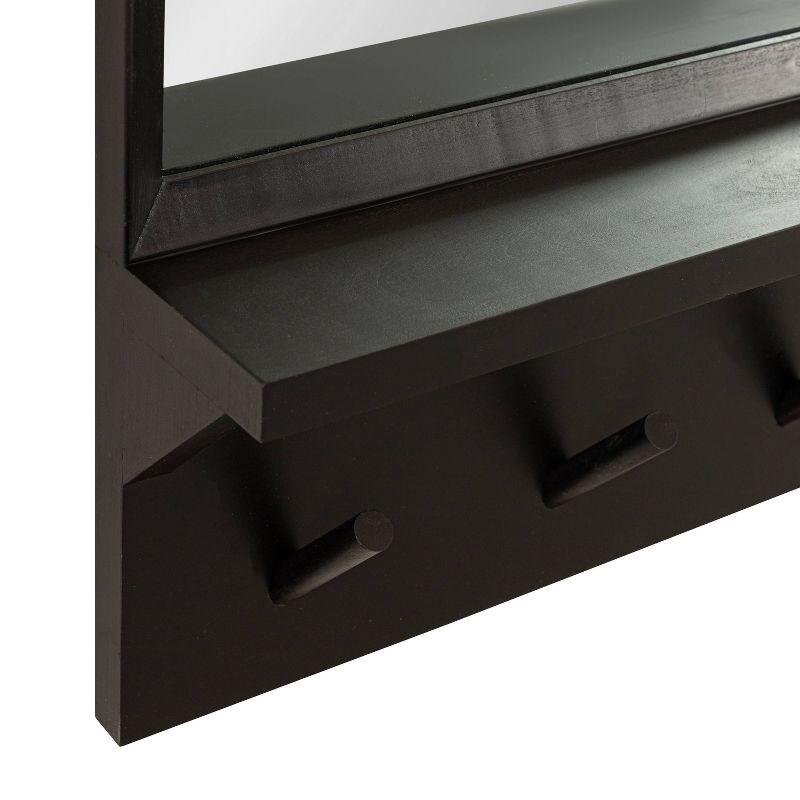 Kate & Laurel All Things Decor 16"x30" Hinter Framed Wall Mirror with Pegs Black: Entryway, Hanging Storage