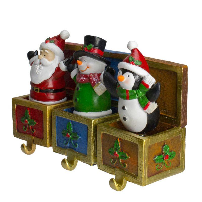 Northlight Santa, Snowman and Penguin Jack in the Box Christmas Stocking Holders - Set of 3