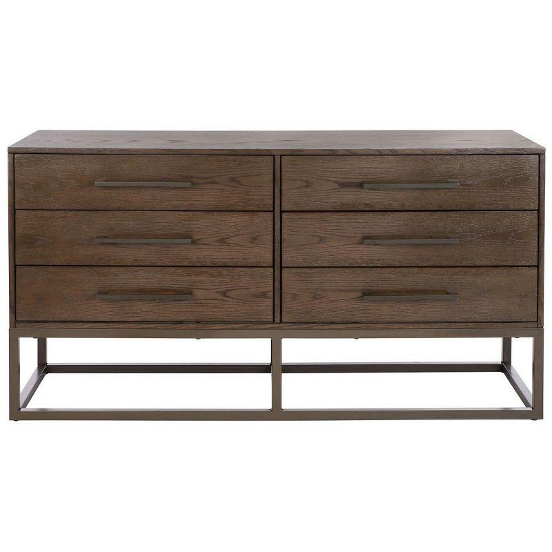 Estelle Ash Brown and Gunmetal Modern 6-Drawer Dresser