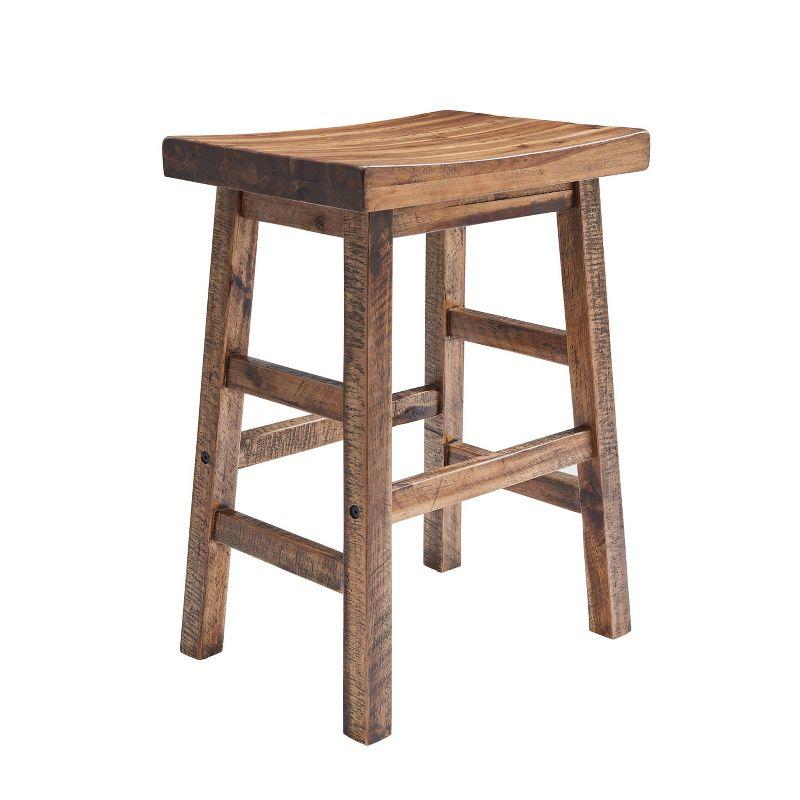 Durango 26" Brown Wood and Metal Saddle Stool