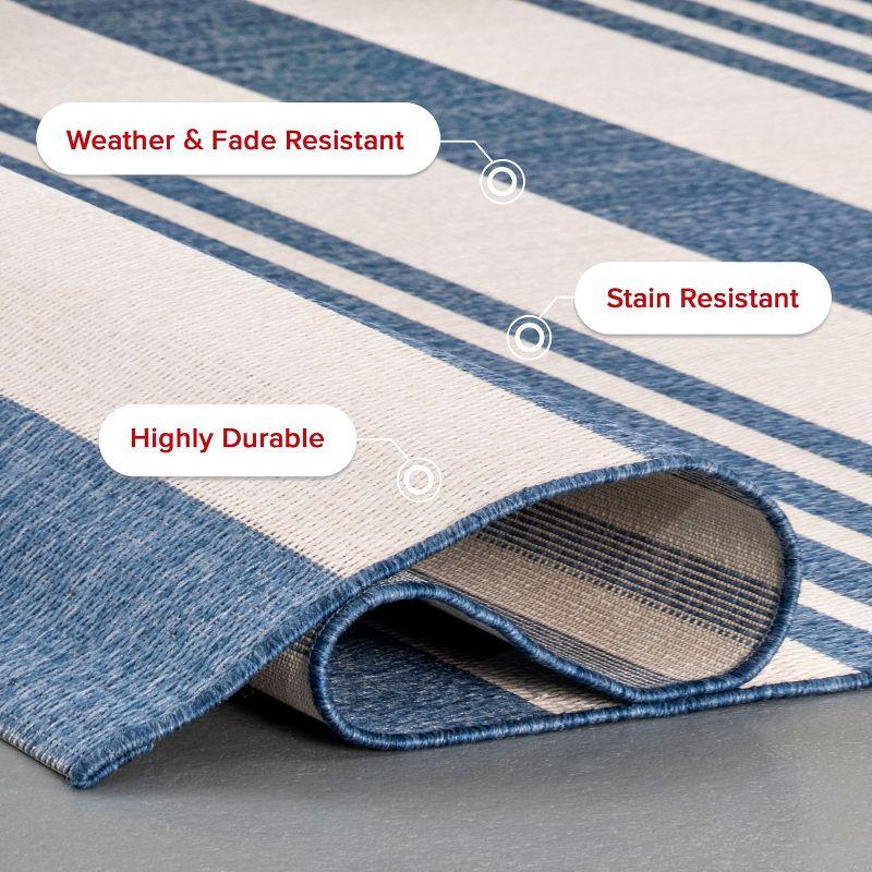 Nuloom Robin Striped 10x13 Indoor/Outdoor Area Rug for Living Room Patio Deck Front Porch Kitchen, Blue/Ivory