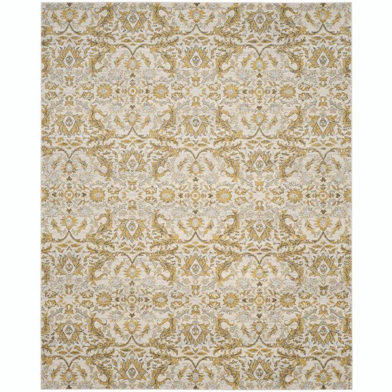 Elegant Ivory Gold 10' x 14' Hand-Knotted Synthetic Area Rug