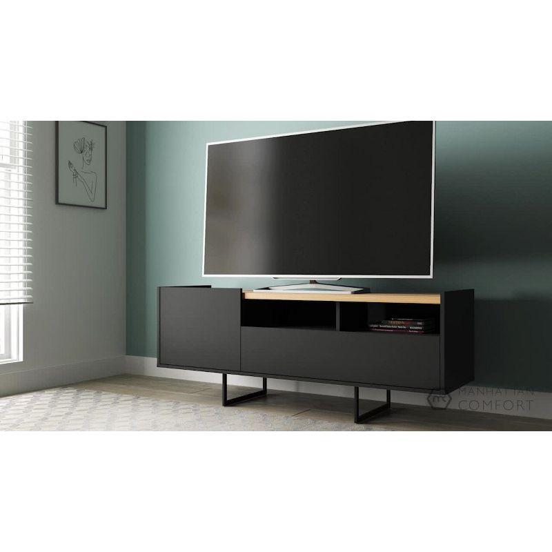 Winston TV Stand for TVs up to 50" White/Cinnamon - Manhattan Comfort: Mid-Century Design, Open & Concealed Shelving