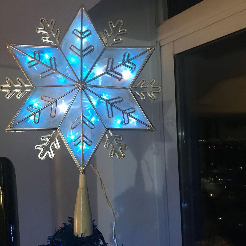 Northlight 10" Silver Snowflake Lighted Christmas Tree Topper - Blue Lights