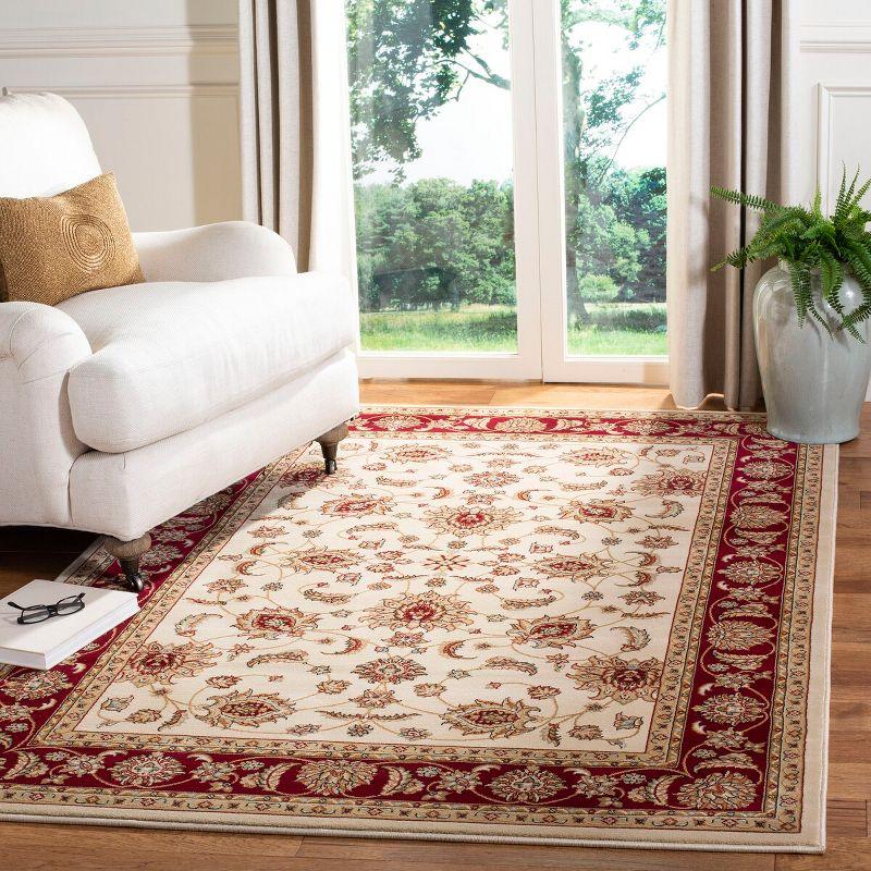 Majesty Cream and Red Hand-Knotted Synthetic Area Rug