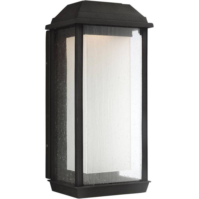 Textured Black Rectangular LED Outdoor Wall Lantern