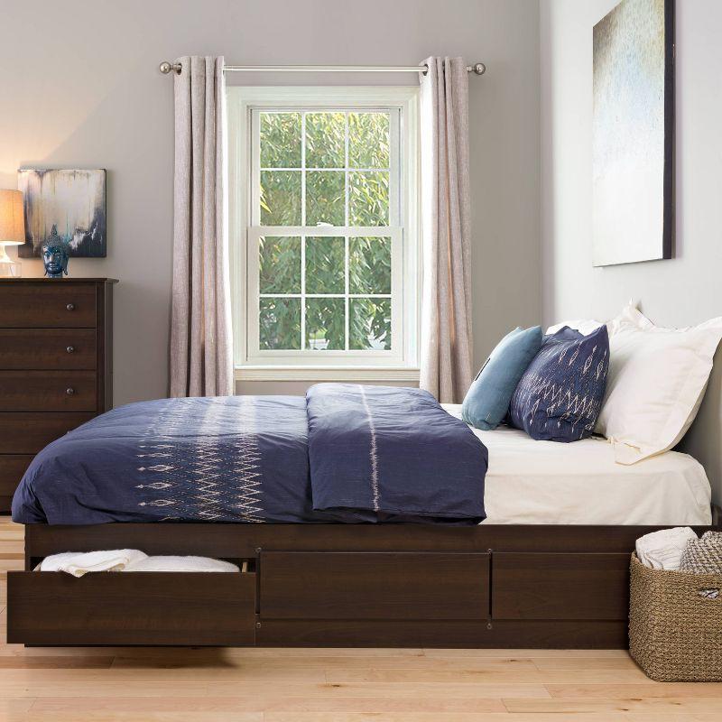 King Mate's Platform Storage Bed with 6 Drawers Espresso - Prepac: King-Sized, Laminated Finish, Pine Wood