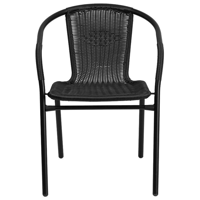 Modern Black Powder-Coated Steel Stackable Outdoor Dining Chair