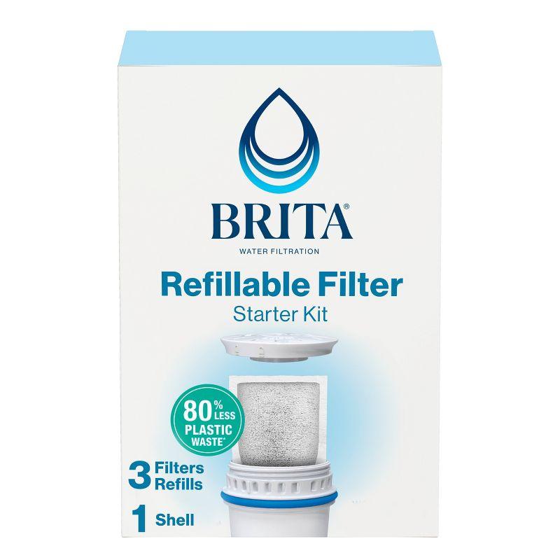 Brita Refillable Filter Starter Kit 3pk: Replacement Water Filters for Pitchers & Dispensers, Filters Chlorine