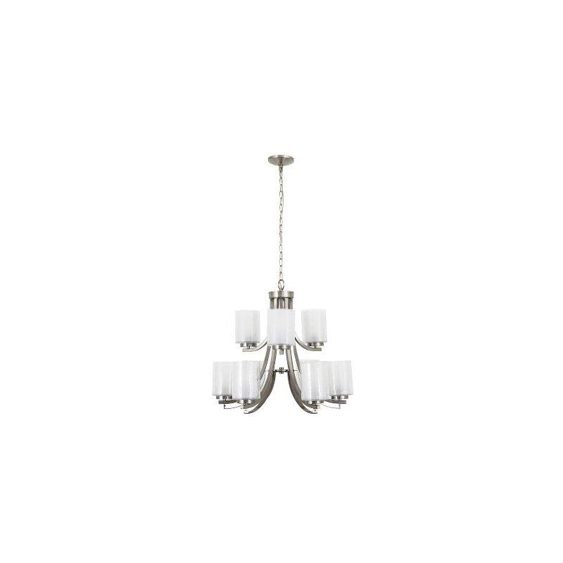 Modern Classic Satin Nickel Nine Light Chandelier