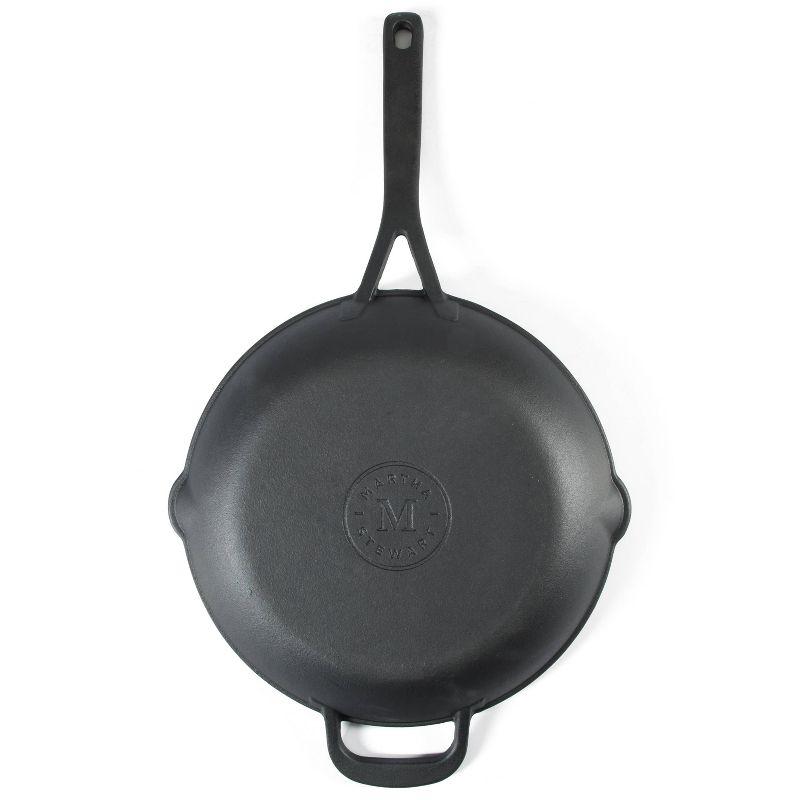 Martha Stewart 12" Pre Seasoned Cast Iron Skillet: Oven & Broiler-Safe, Smooth Surface Induction Compatible, Black