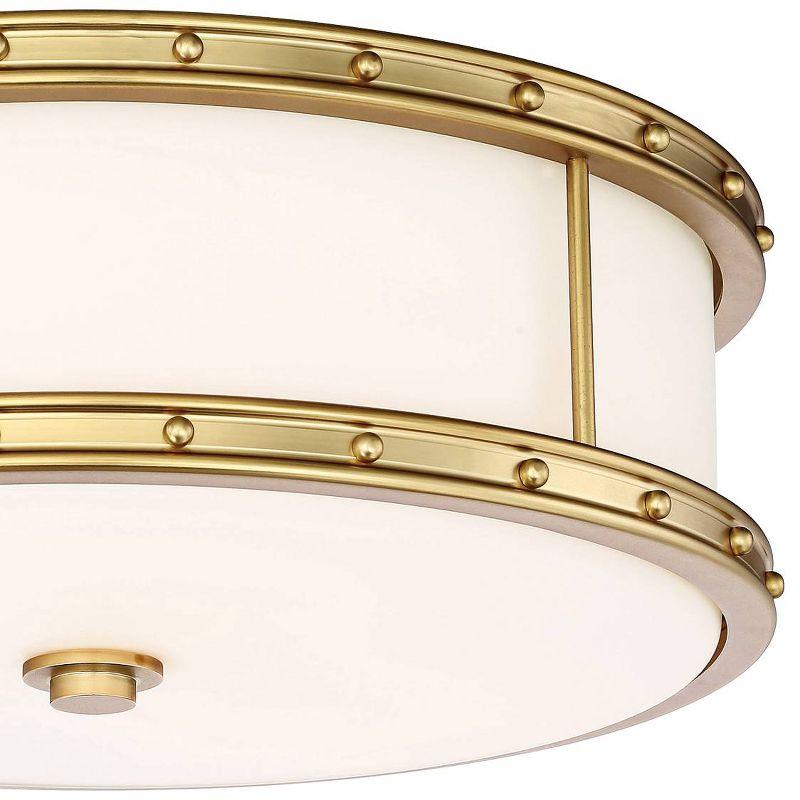 Minka Lavery Modern Ceiling Light Flush Mount Fixture 15 1/2" Liberty Gold Etched Opal White Glass Shade for Bedroom Kitchen House