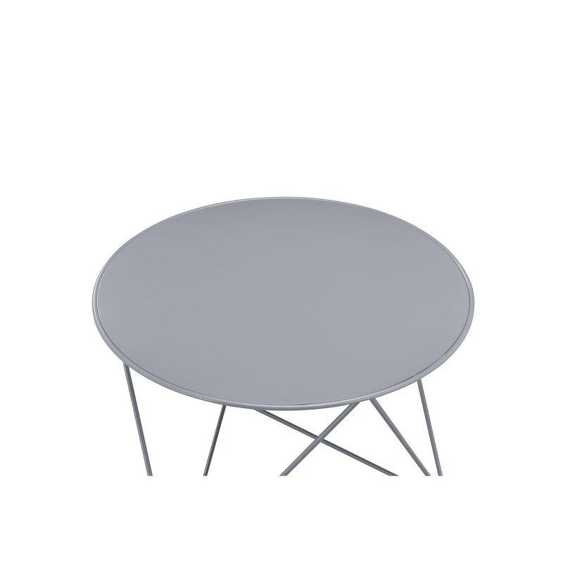 Epidia Accent Table Gray - Acme Furniture: Modern Round Metal Base, 17" Height, Powder-Coated Finish