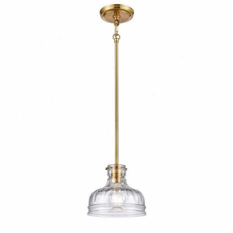 Satin Brass Mini Pendant with Clear Glass Shade - 8" Incandescent