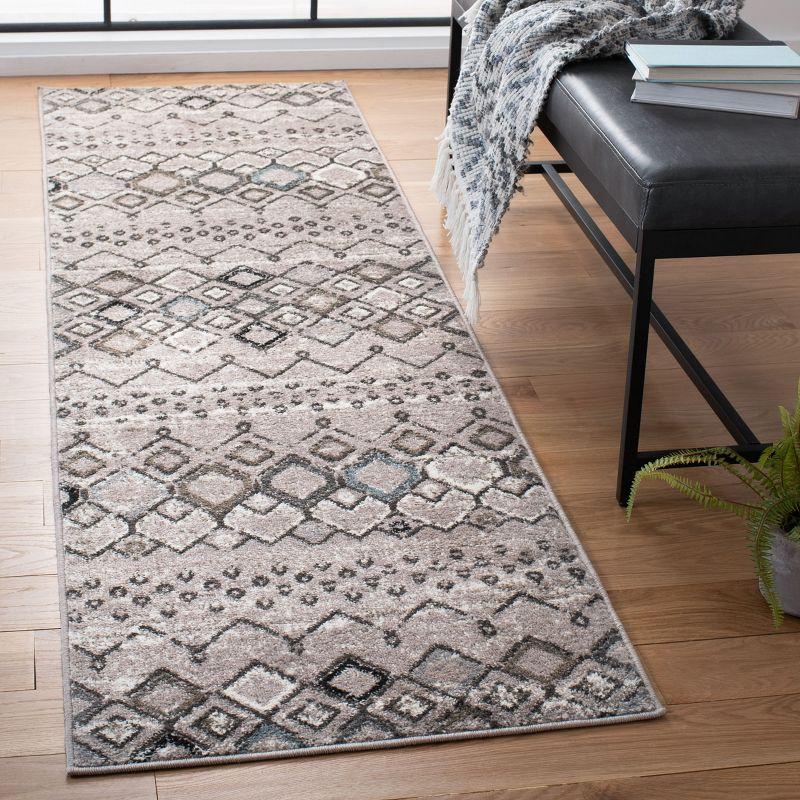 Light Grey & Brown Hand-Knotted Boho Accent Rug - 27" x 4"