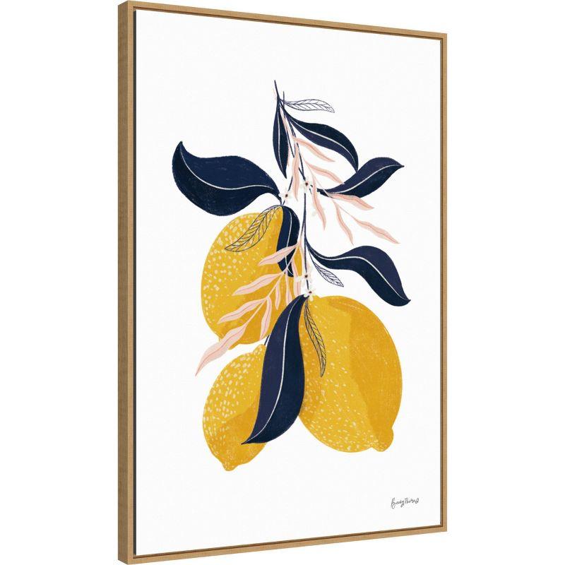 23" x 33" Lemons I by Becky Thorns Framed Canvas Wall Art Print - Amanti Art: Citrus Harvest, Botanical Lithograph