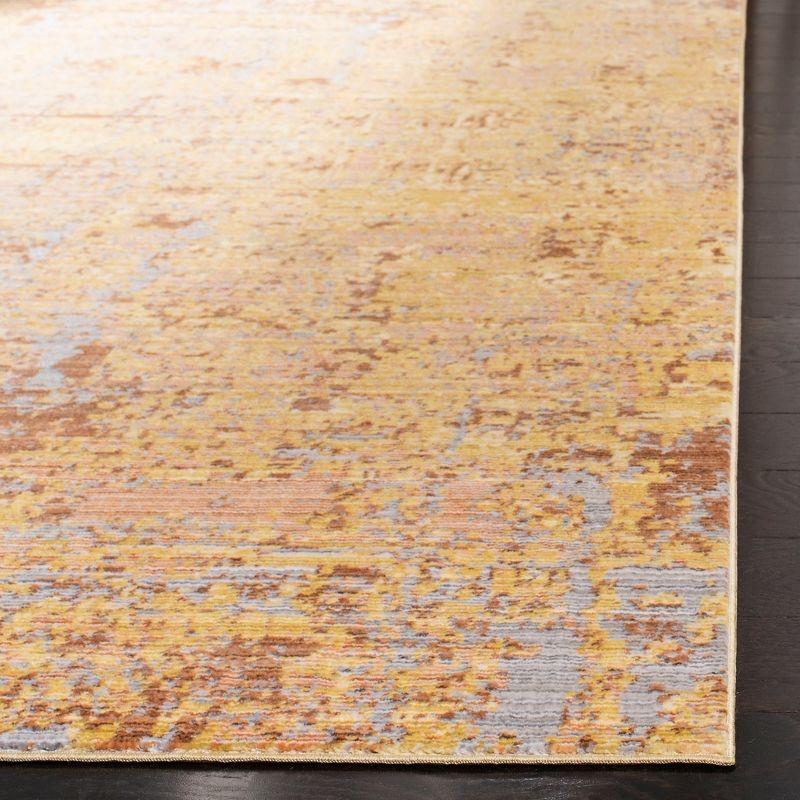 Abstract Gold & Multicolor Synthetic 4' x 6' Hand-Knotted Area Rug