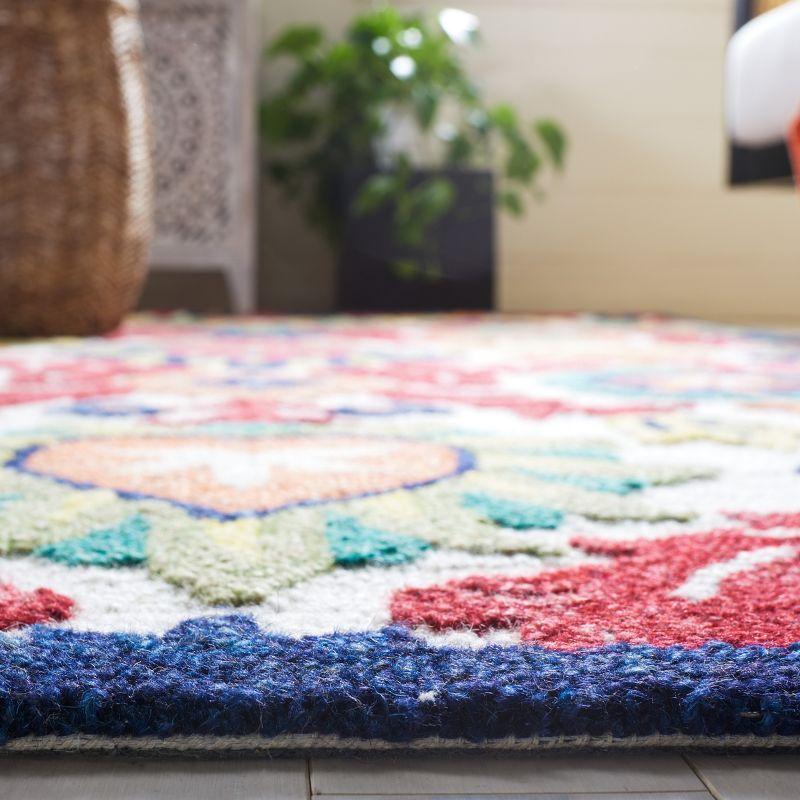 Ivory and Green Handmade Tufted Wool Square Rug 47"