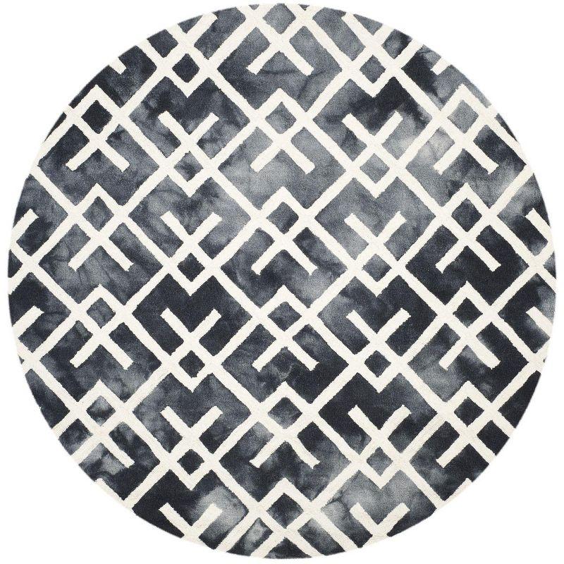 Graphite and Ivory Round Hand-Tufted Wool Rug