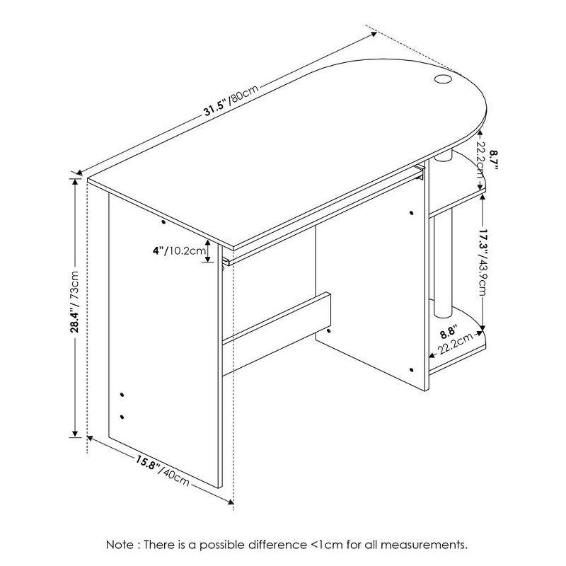 Furinno Simplistic Easy Assembly Computer Desk, Americano, Stainless Steel Tubes