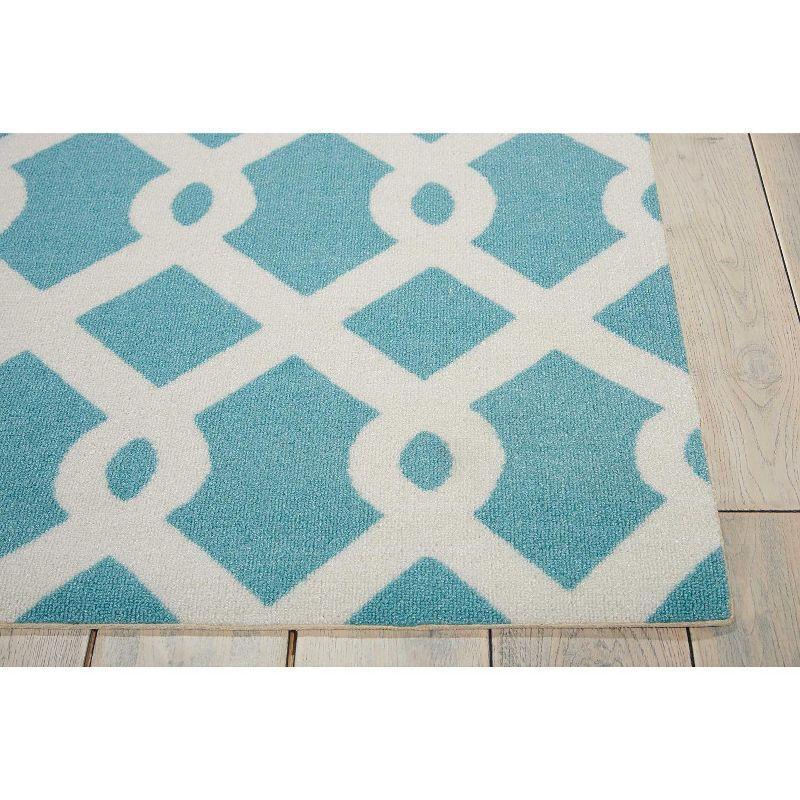 Easterly Geometric Blue/White Outdoor Area Rug