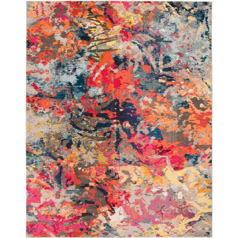 Bohemian Chic Blue and Orange Hand-Knotted 9' x 12' Area Rug