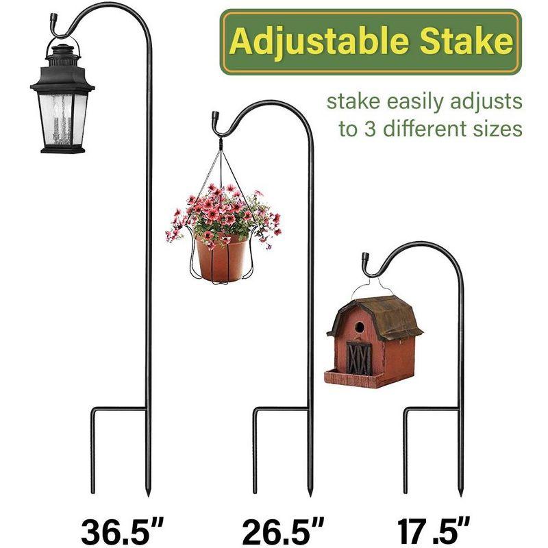 Sorbus Set of 6 Shepherds Hooks for Outdoor - Extendable Garden Stakes for Plants, Lights, Lanterns, Flower Baskets, and More