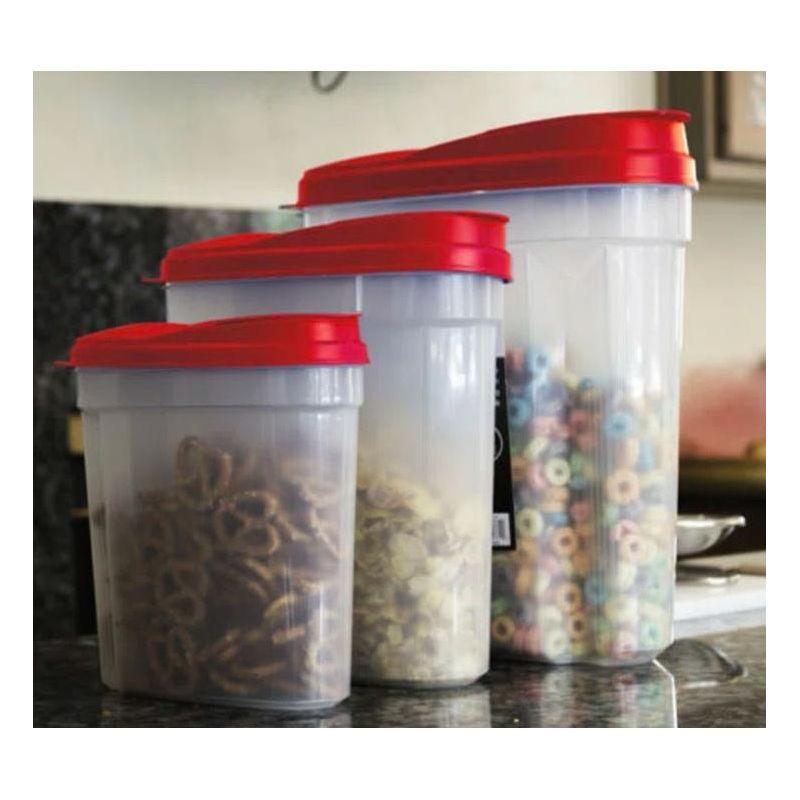 Red BPA-Free Plastic 3-Piece Cereal Dispenser Set