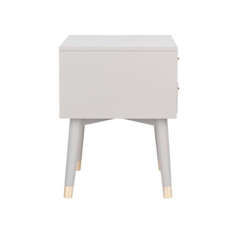 Retro Grey and Gold 2-Drawer 26" Nightstand with Metallic Accents