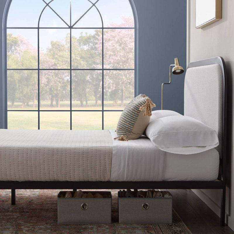 Brookside Metal Bed Frame with Rounded Upholstered Headboard