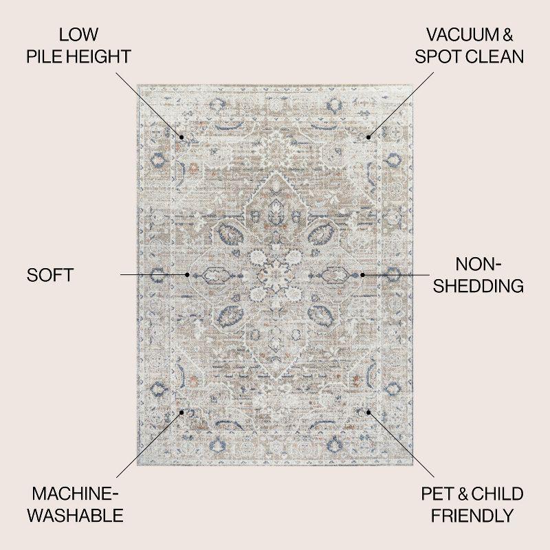 JONATHAN Y Shaii Global Medallion Low-Pile Machine-Washable Indoor Area Rug