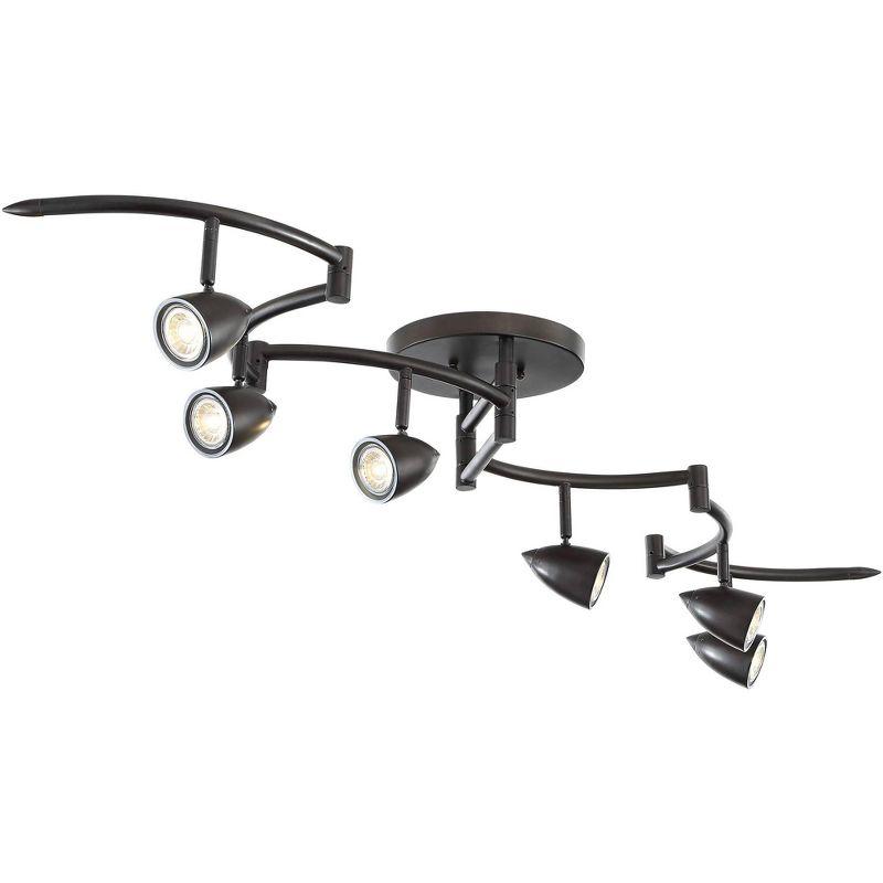 Pro Track Heavy Duty Axel 6-Head LED Ceiling Track Light Fixture Kit Spot Light GU10 Dimmable Black Metal Farmhouse Rustic Kitchen Bathroom 72" Wide