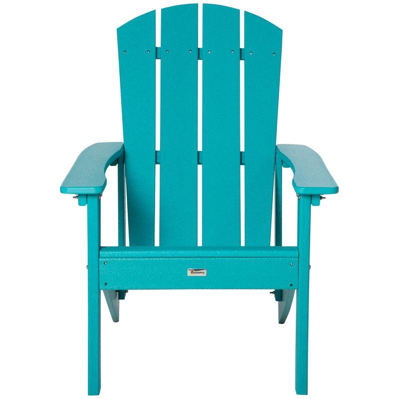 Outsunny Plastic Adirondack Chair, Outdoor Fire Pit Seating HDPE Lounger Chair with High Back and Wide Seat for Patio, Backyard, Garden