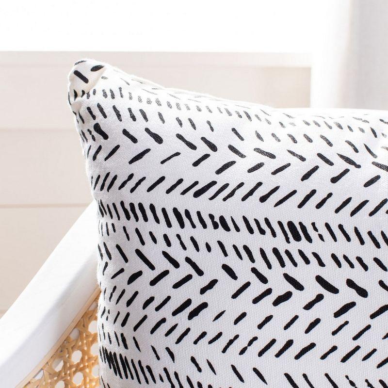 Contemporary Black and White Cotton Square Throw Pillow 18" x 18"