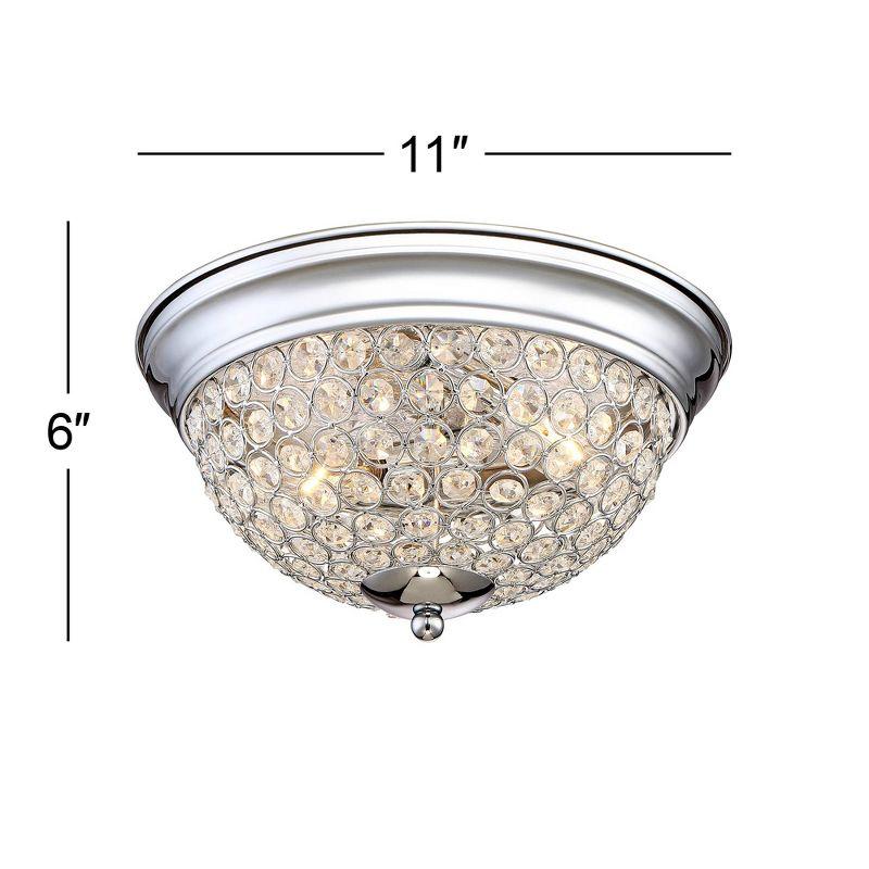 Possini Euro Design Faith Modern Ceiling Light Flush Mount Fixtures 11" Wide Set of 2 Chrome 2-Light Crystal for Bedroom Kitchen Living Room Hallway