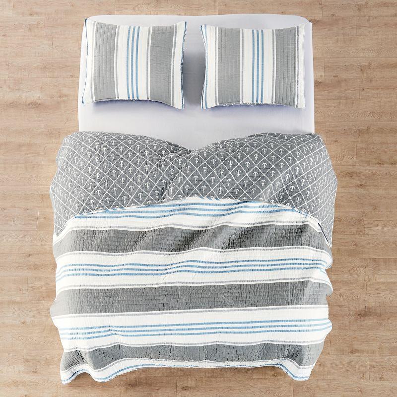 Provincetown Quilt - Striped Coastal - Grey, Blue, White - Levtex Home