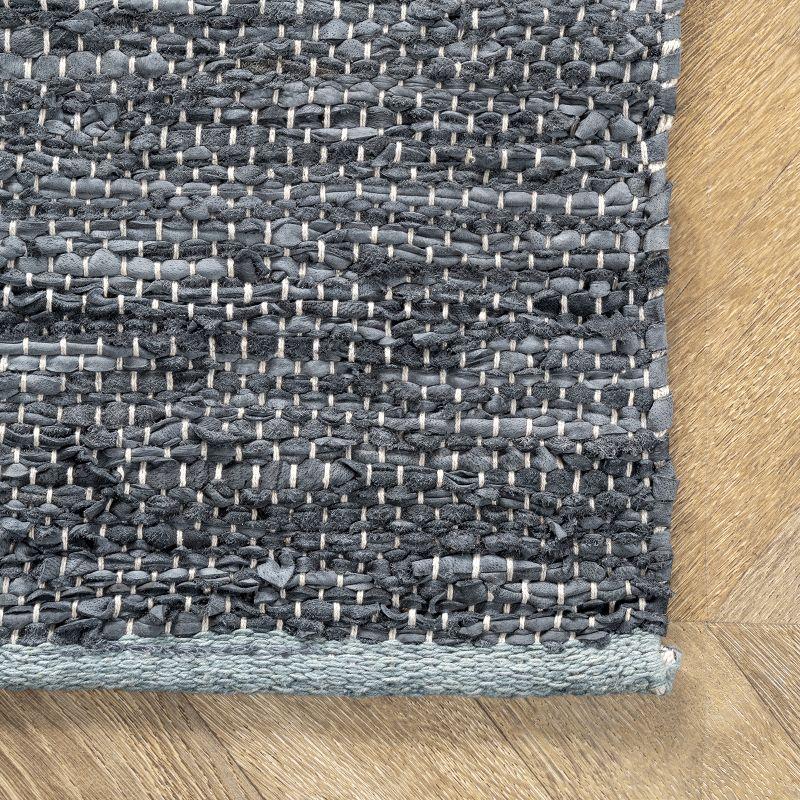 Nuloom Farren Hand Woven Diamond Leather Indoor Area Rug, 6' x 9'
