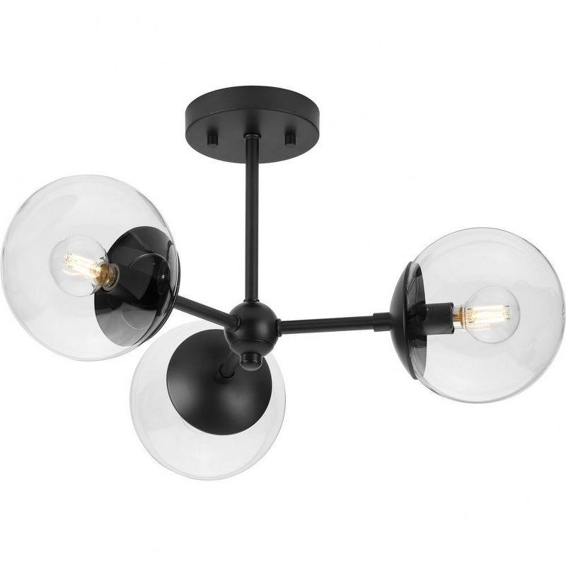 Progress Lighting Atwell 3-Light Flush Mount Ceiling Light, Matte Black, Clear Glass