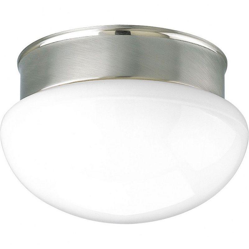 Progress Lighting, Fitter Collection, 2-Light Flush Mount, Brushed Nickel, White Glass Bowl
