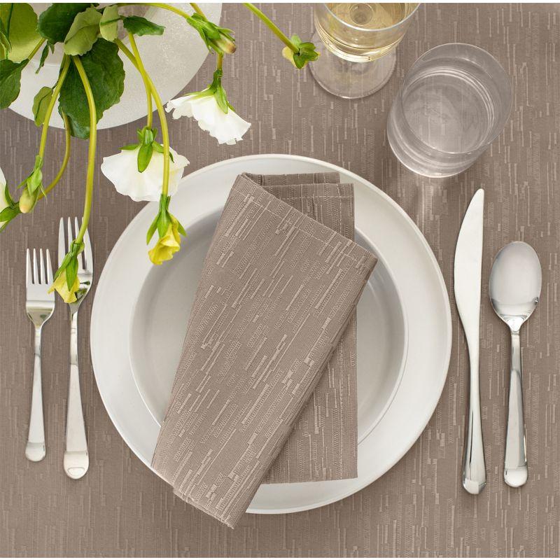 Continental Solid Texture Water and Stain Resistant Napkins, Set of 4 - 17" x 17" - Taupe - Elrene Home Fashions